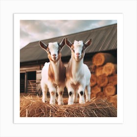 Goats On Hay Art Print