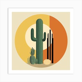 Rizwanakhan Simple Abstract Cactus Non Uniform Shapes Petrol 40 Art Print