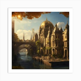 A Small Fantasy City With A Massive Gothic Inspire (13) Art Print