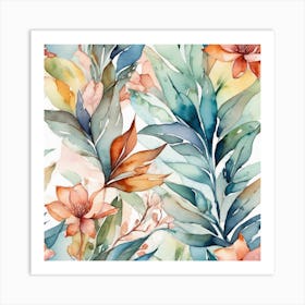 Watercolor Floral Pattern 1 Art Print