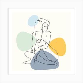 Abstract Shapes One Line Women Body 1 Art Print