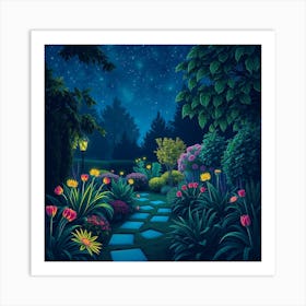 Garden At Night Art Print