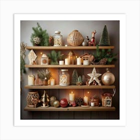 Firefly Charming Holiday Shelf With Festive Christmas Décor 90089 (2) Art Print