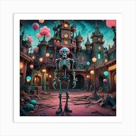 Skeleton In A Castle Art Print