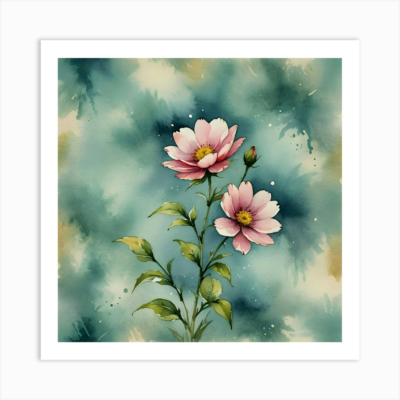 Watercolor Flowers Art Print by Silverapple's Shop