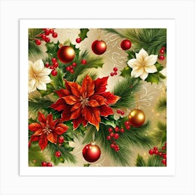 Christmas Poinsettia Art Print