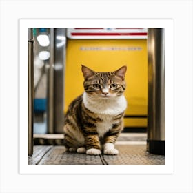 Cat In Subway Station Art Print