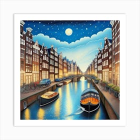 Amsterdam At Night Art Print