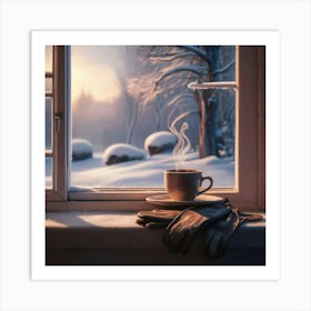 Coffee Cup On The Window Sill Art Print