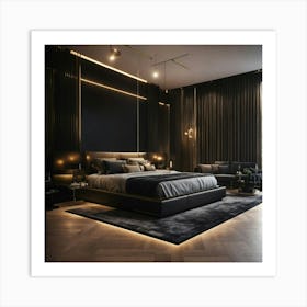 A High End Luxury Bedroom With Black Décor (3) Art Print