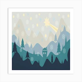 Christmas Tree In The Snow Art Print