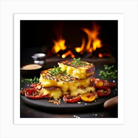 Grilled Cheese With Tomatoes And Herbs Art Print