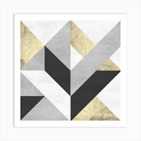 Gray and gold geometry 1 1 Art Print