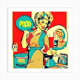 Vintage Housewife Retro 70s 50s Home Pop Art Print Drawing Zvcdv0ep Upscaled Art Print
