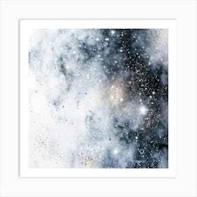 Abstract Galaxy In Watercolor Foreground Dust And Silver Sparkles Shimmering Space With A Bokeh Ef (6) Art Print