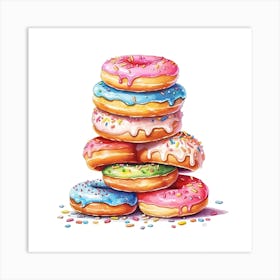 Stack Of Rainbow Donuts 4 Art Print