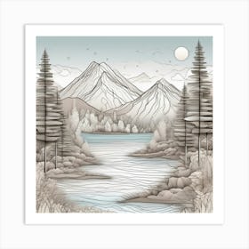 Mountains And Lake Art Print