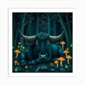 Bull In The Forest 16 Art Print