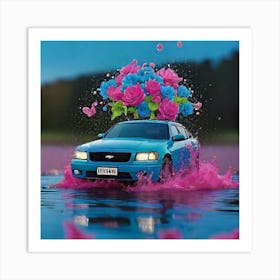 Car With Flowers Art Print