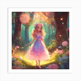 Fairy Girl In The Forest Art Print