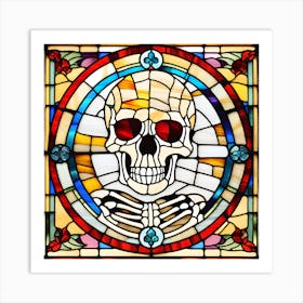 Stained Glass Skull Art Print