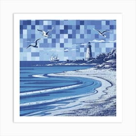 Lighthouse On The Beach 2 Art Print