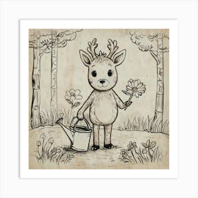 Deer In The Woods 74 Art Print