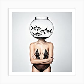 Fish Bowl Head 3 Art Print