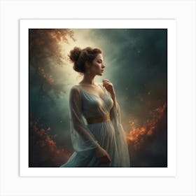 Creative And Visually Descriptive Rendering Of A Lady Art Print