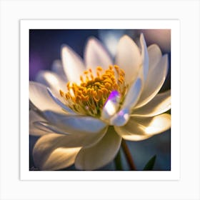 White Lotus Flower Art Print