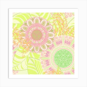 Hand Drawn Floral Mandala 07 Art Print