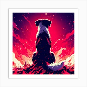 Dog In Flames Art Print