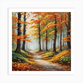 Forest In Autumn In Minimalist Style Square Composition 192 Art Print