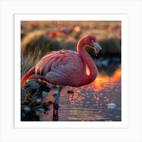 Flamingo At Sunset 9 Art Print