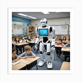 Robot In Classroom 1 Art Print