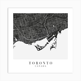Toronto Canada Minimal Black Mono Street Map  Square Art Print