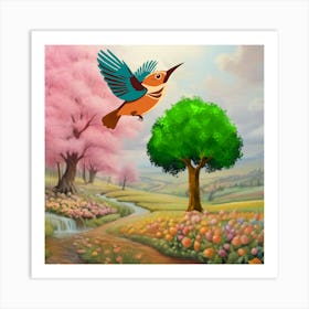 Hummingbird-spring Art Print