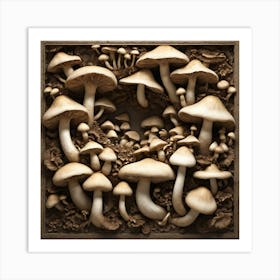 Mushrooms In A Frame 2 Art Print