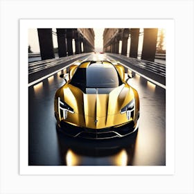 Golden Lamborghini 6 Art Print