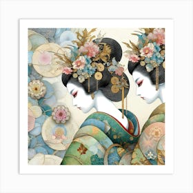 Japan Traditional Geisha Illustration By Ad 136 Art Print