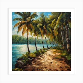 Palm Trees By The River Art Print