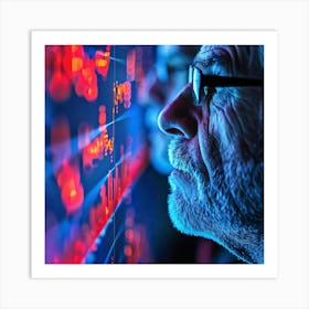 Man Looking At A Computer Screen 3 Art Print