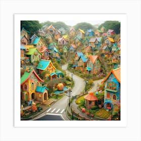 Colorful Village 1 Art Print