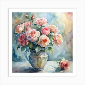 Roses In A Vase 5 Art Print