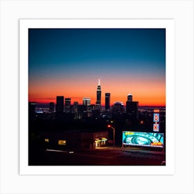 Sunset Over A City Skyline Art Print