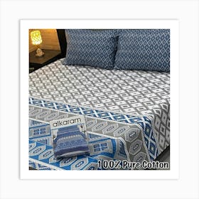 Blue And White Bedding Set 1 Art Print