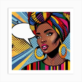 Makena Pop African Woman With Speech Bubble Art Print