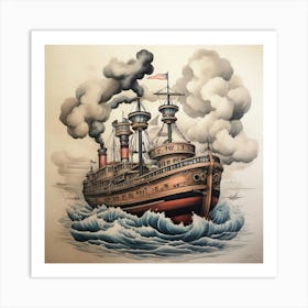 Ship In The Sea 1 Art Print