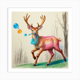 Deer With Bubbles 1 Art Print