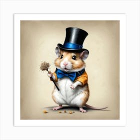 Hamster In Top Hat 12 Art Print